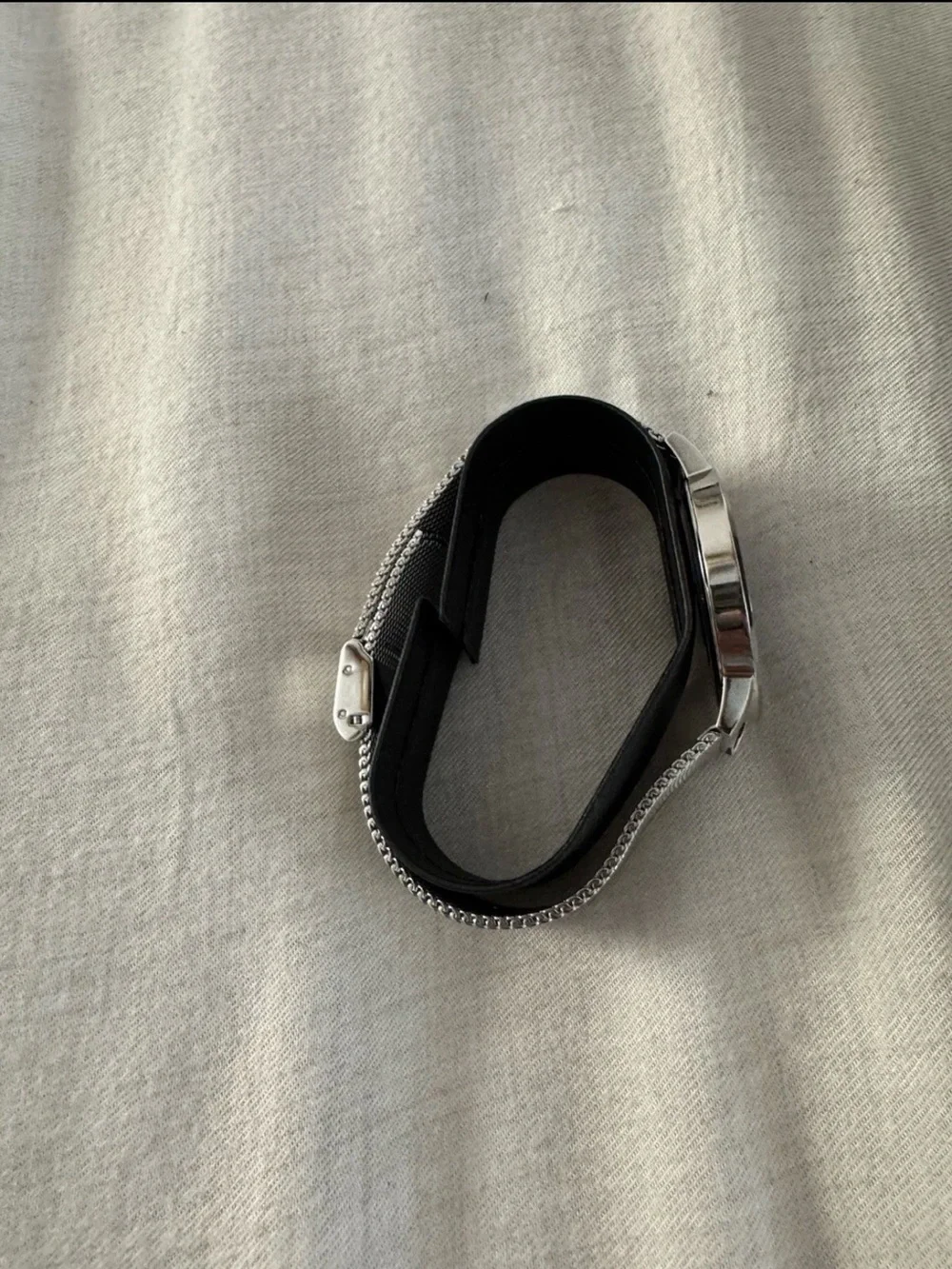 Movado Men's Black Dial Silver Case Mesh Strap Watch